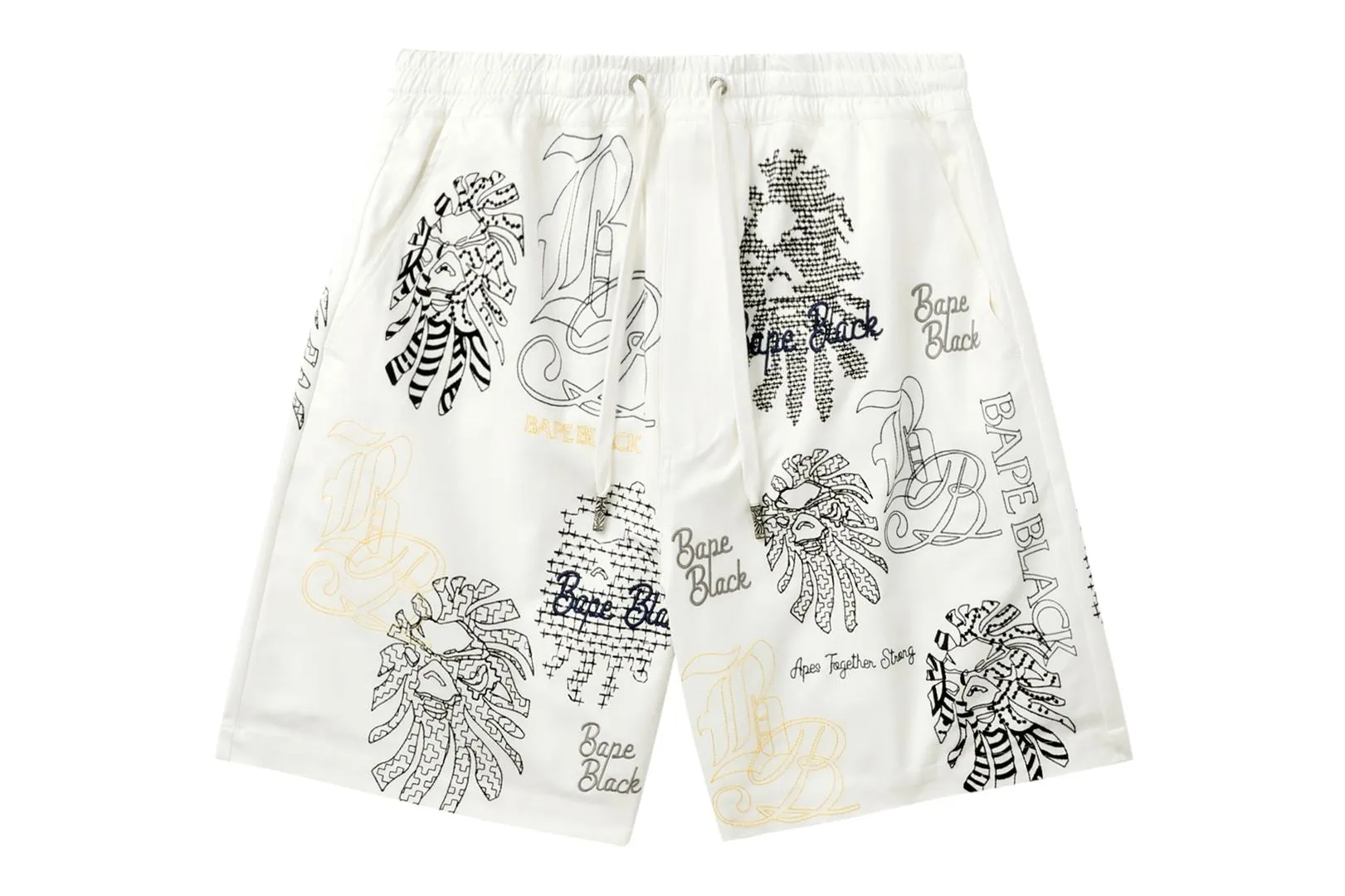 BAPE BLACK BAPE GRAPHIC STITCH SHORTS sold by Bape