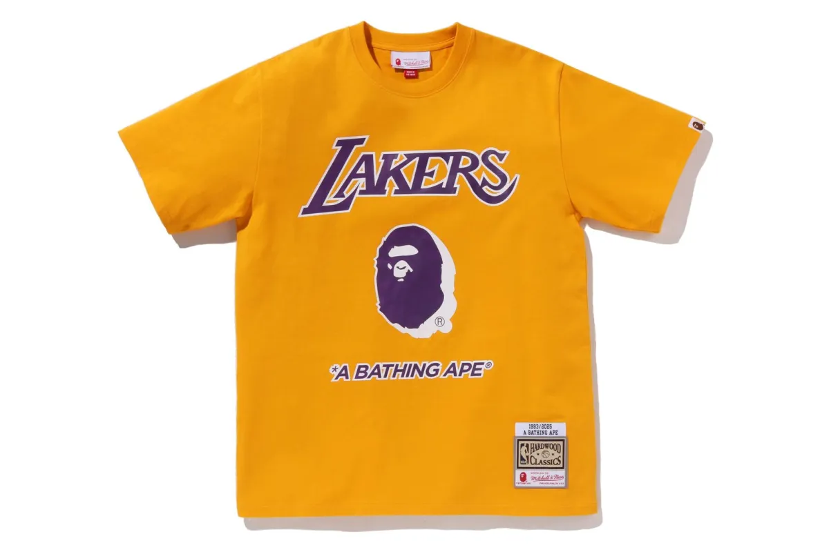 【 BAPE X M&N NBA 】LOS ANGELES LAKERS TEE made by Bape