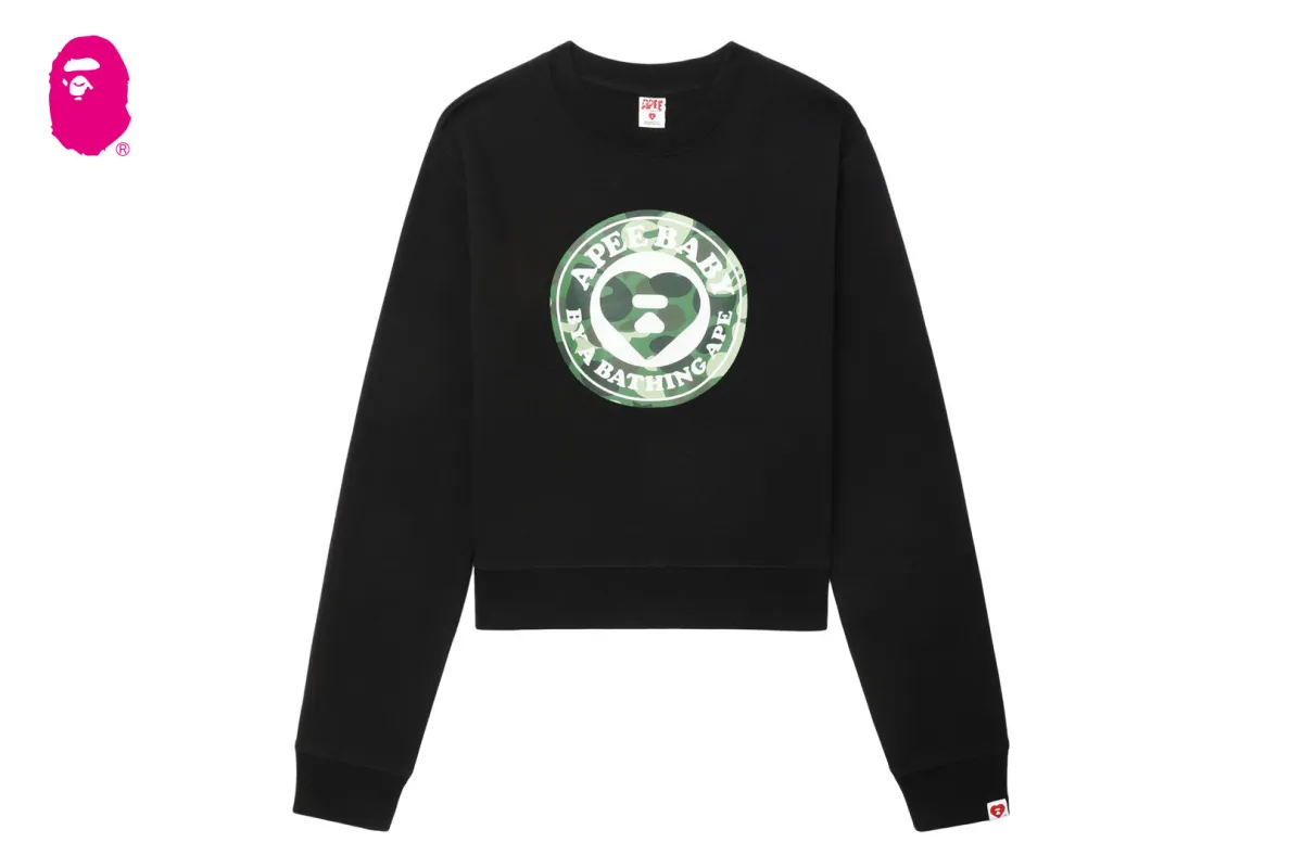 ROUND CAMO HEART PRINT SWEAT SHIRT made by Bape