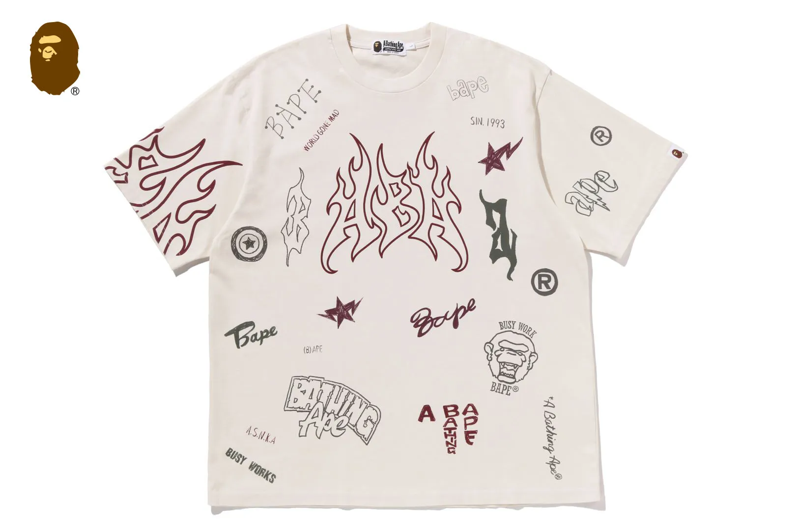 OVERALL PRINT RELAXED FIT TEE sold by Bape