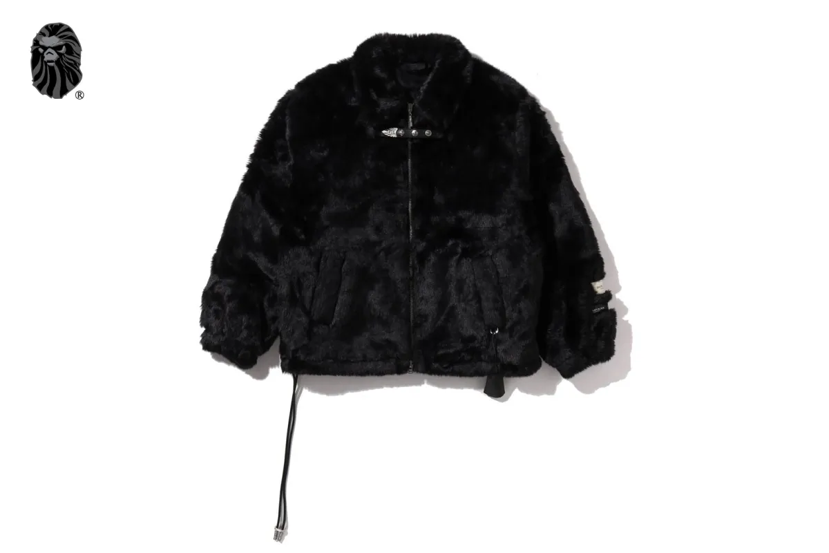 BAPE BLACK FAUX FUR COAT sold by Bape
