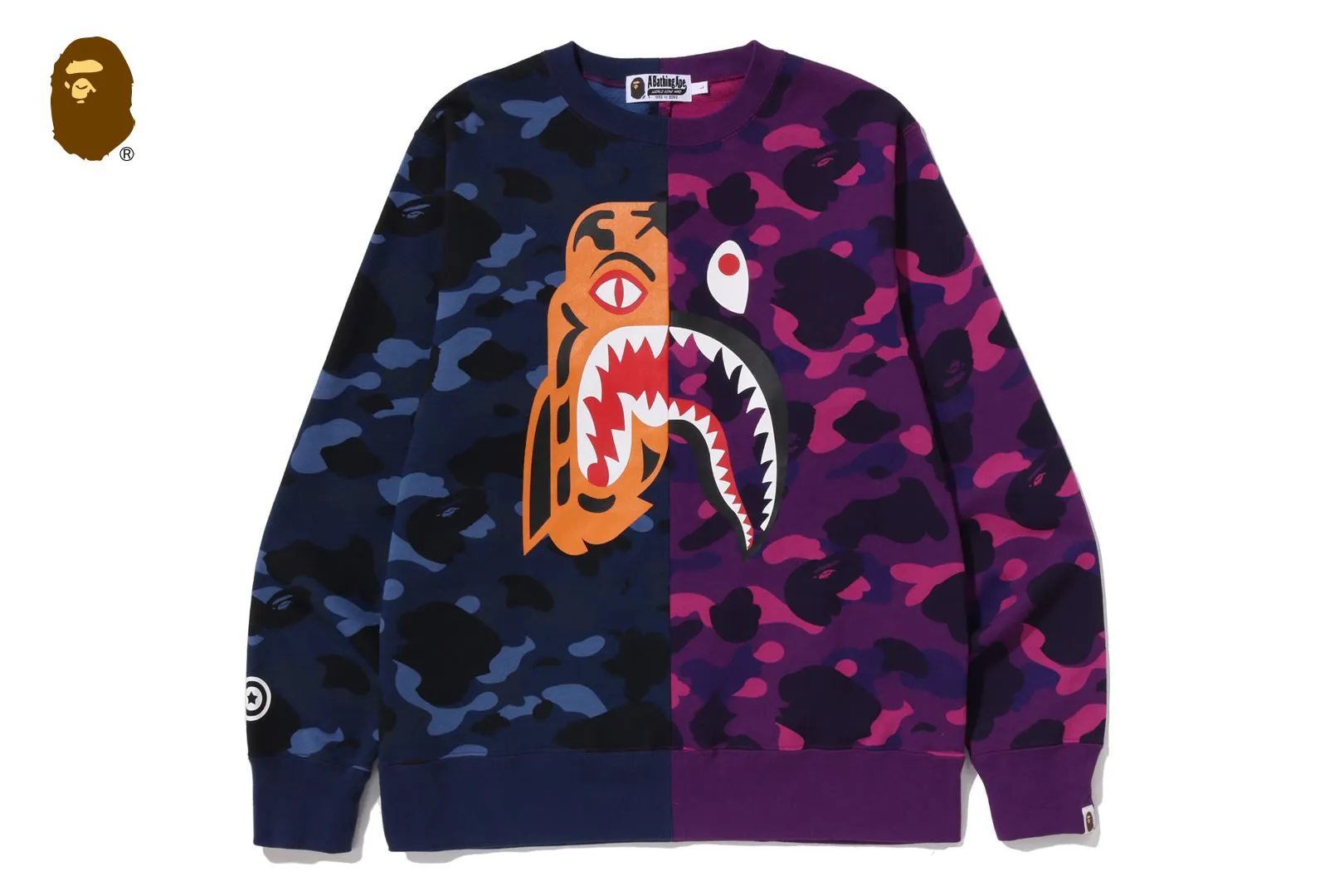 COLOR CAMO TIGER SHARK CREWNECK SWEATSHIRT sold by Bape product image thumbnail 4