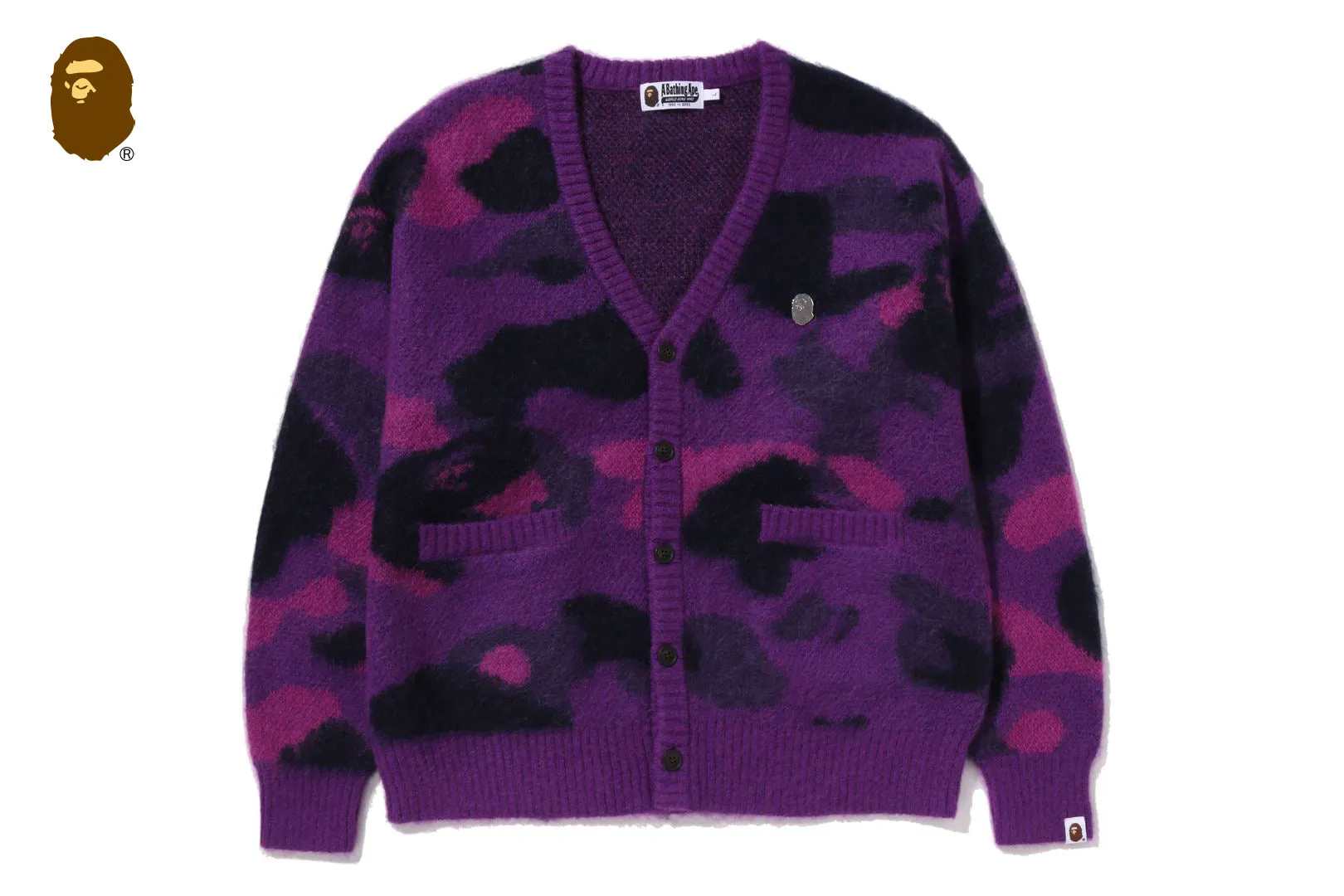 COLOR CAMO MOHAIR KNIT CARDIGAN sold by Bape