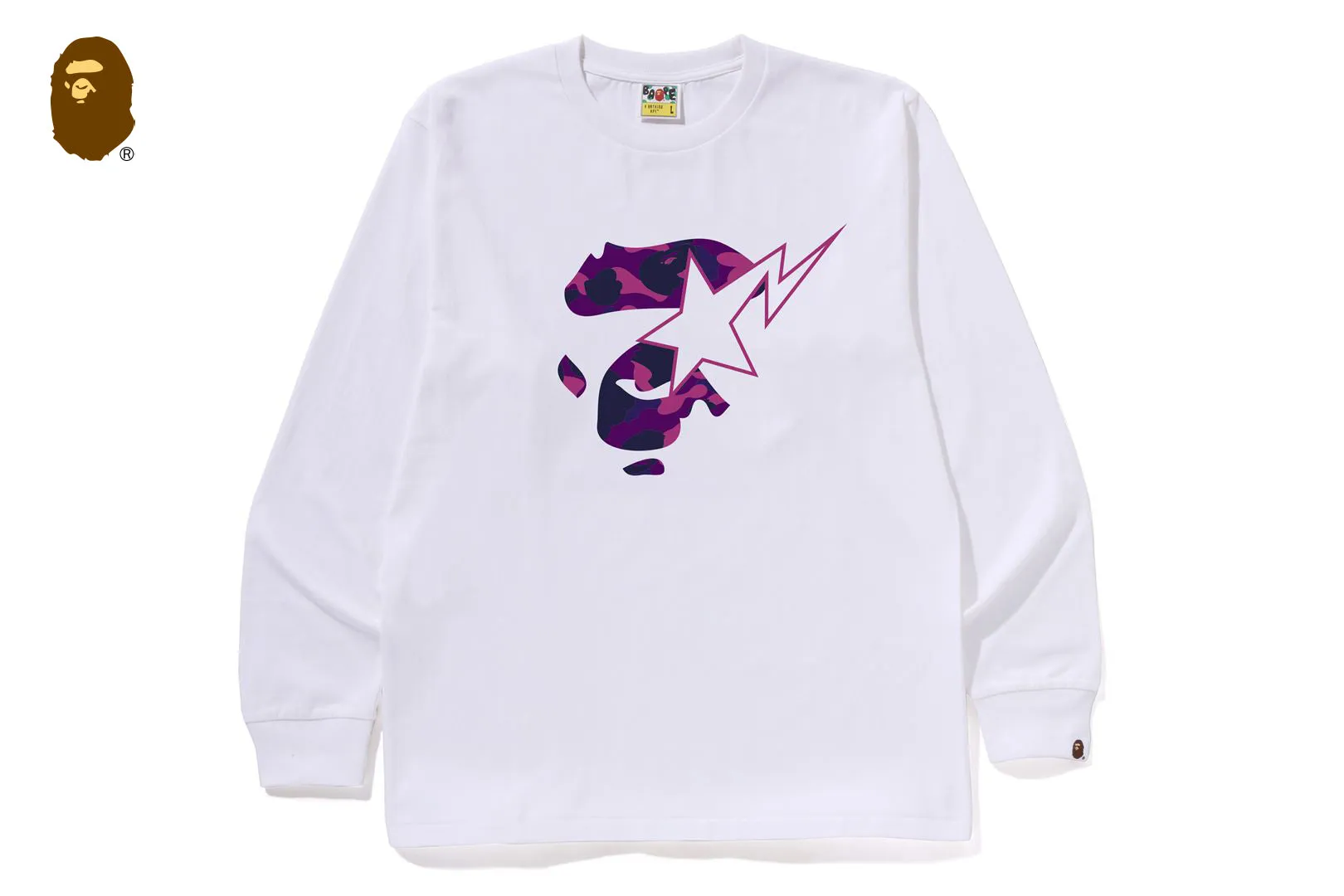 COLOR CAMO APE FACE STA LS TEE sold by Bape product image thumbnail 5