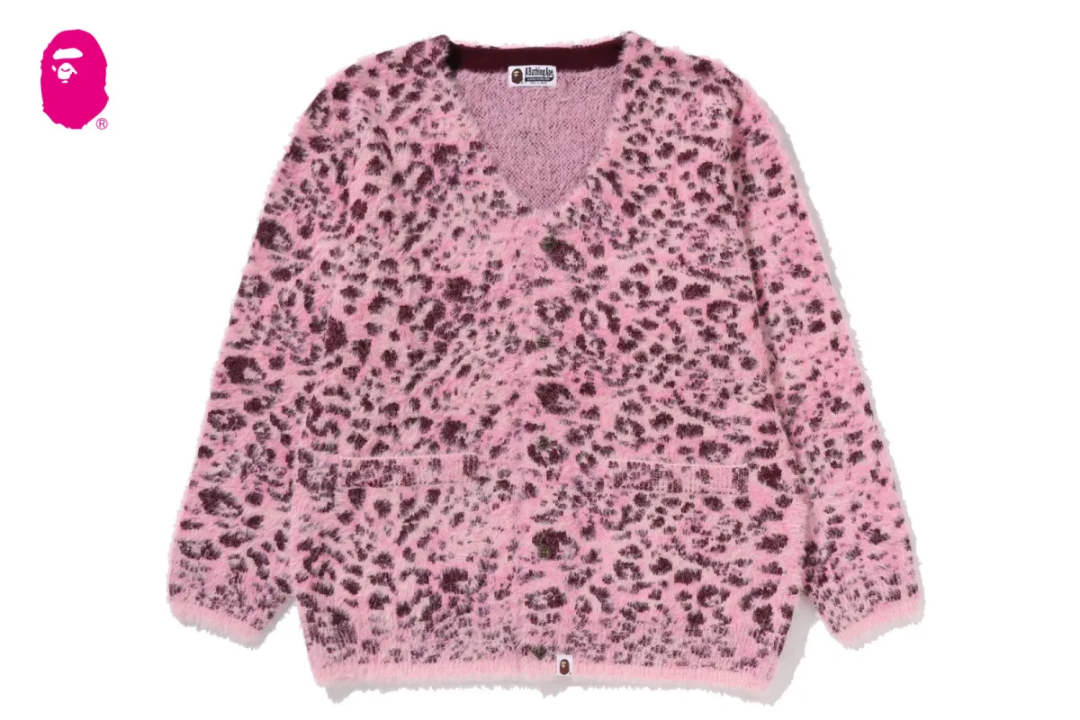 WILD LEOPARD PATTERN SHAGGY KNIT CARDIGAN made by Bape