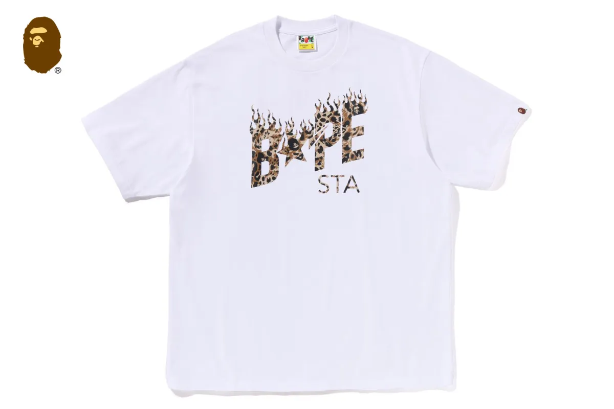 WILD LEOPARD PATTERN BAPE STA LOGO RELAXED FIT TEE sold by Bape