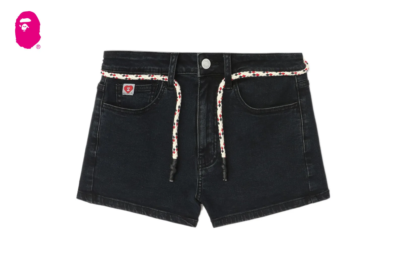HEART BADGE SKINNY DENIM SHORTS #2 sold by Bape