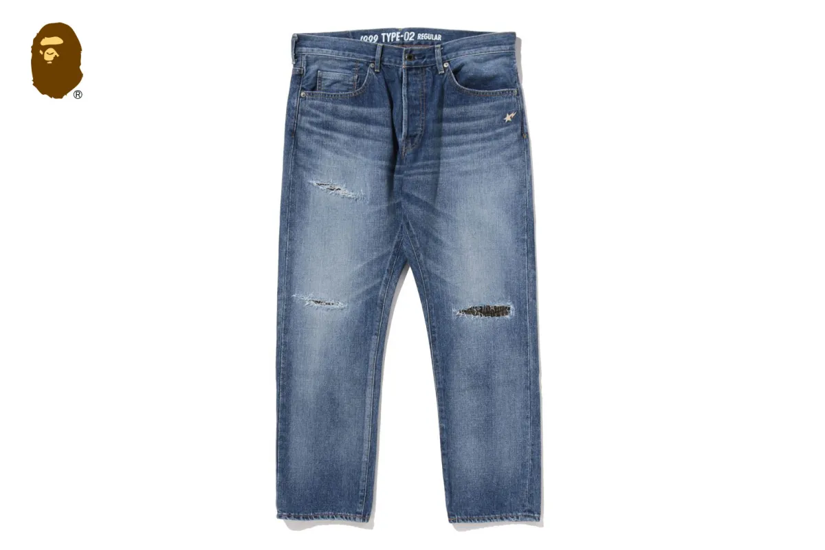 1999 TYPE-02 DAMAGED DENIM PANTS sold by Bape