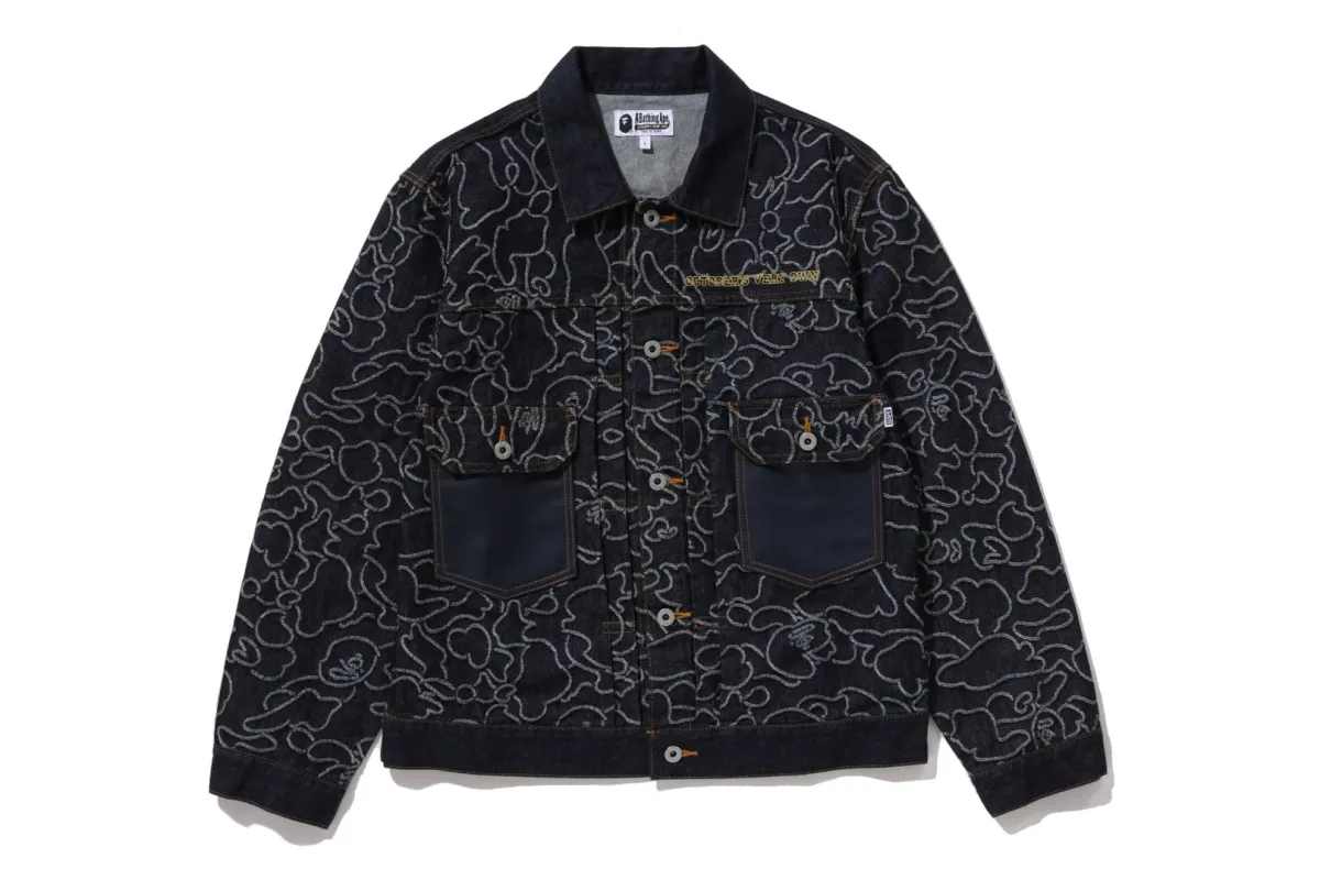 【 BAPE X OVO 】NEON 1ST CAMO JACQUARD DENIM JACKET made by Bape