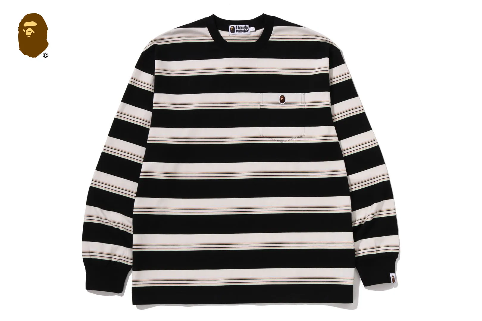 STRIPE ONE POINT RELAXED FIT POCKET LS TEE sold by Bape product image thumbnail 4