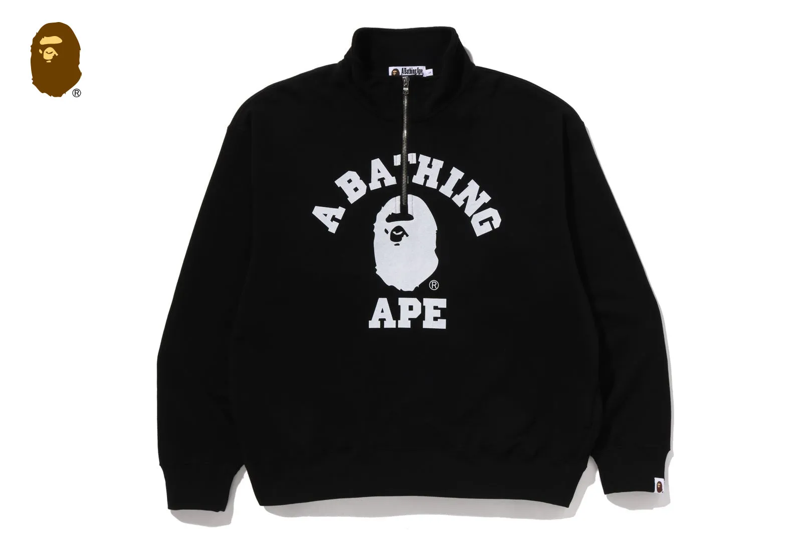 COLLEGE HALF ZIP RELAXED FIT CREWNECK SWEATSHIRT sold by Bape