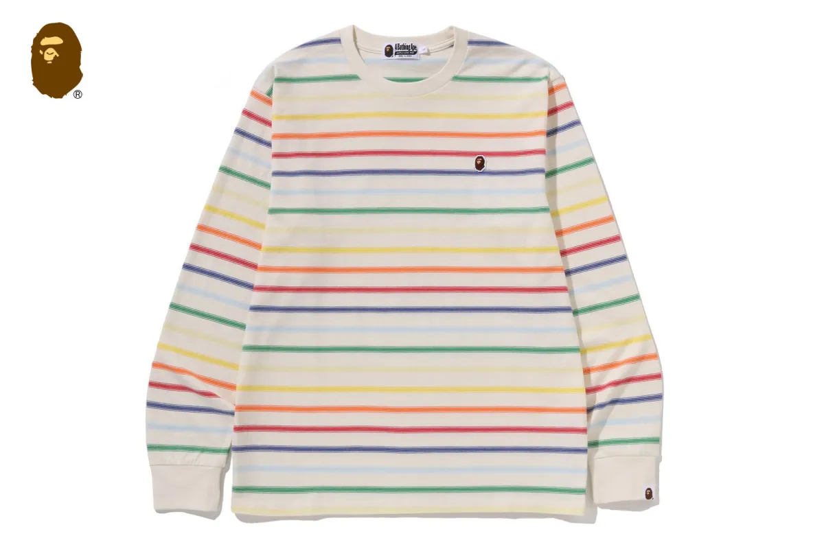 GRADIENT RAINBOW STRIPE ONE POINT REGULAR FIT LS TEE sold by Bape