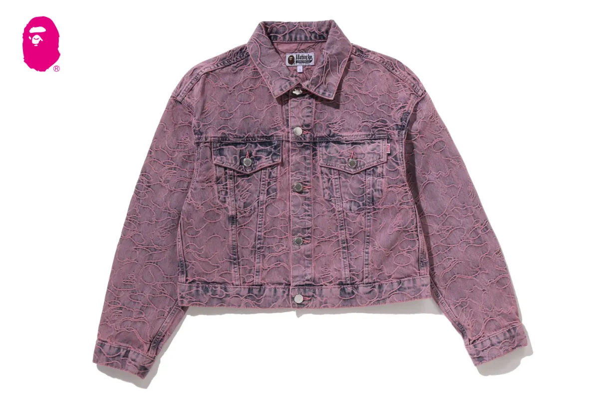 LINE CAMO CROPPED DENIM JACKET made by Bape