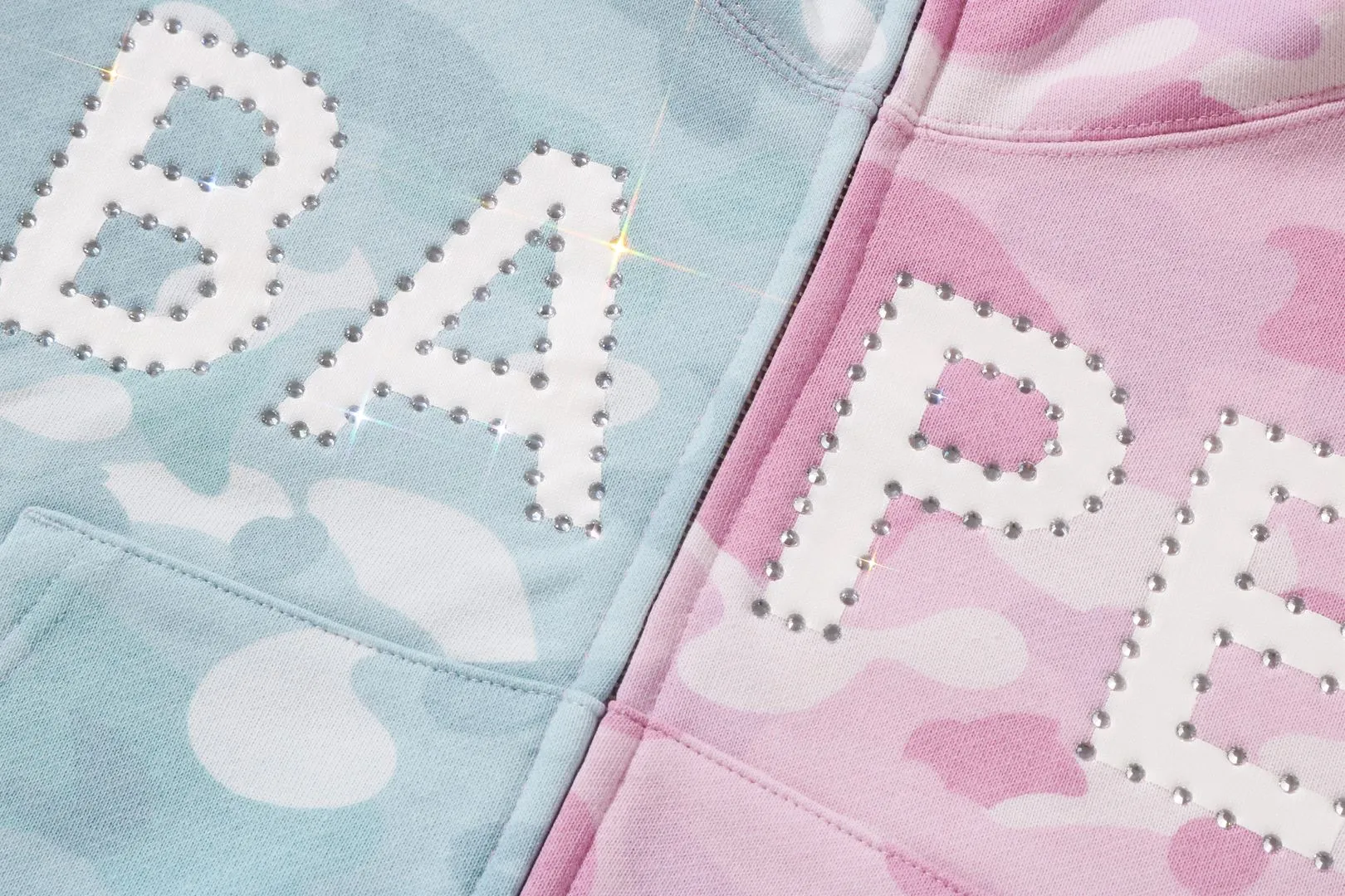 CRYSTAL LOGO PASTEL COLOR CAMO HALF FULL ZIP HOODIE sold by Bape product image thumbnail 3
