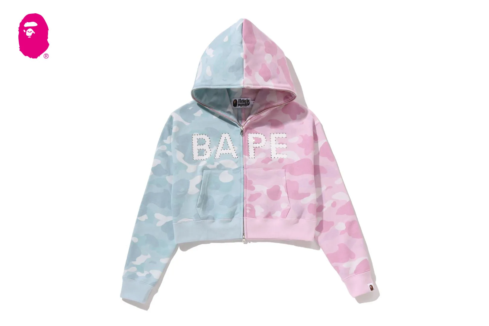 CRYSTAL LOGO PASTEL COLOR CAMO HALF FULL ZIP HOODIE sold by Bape