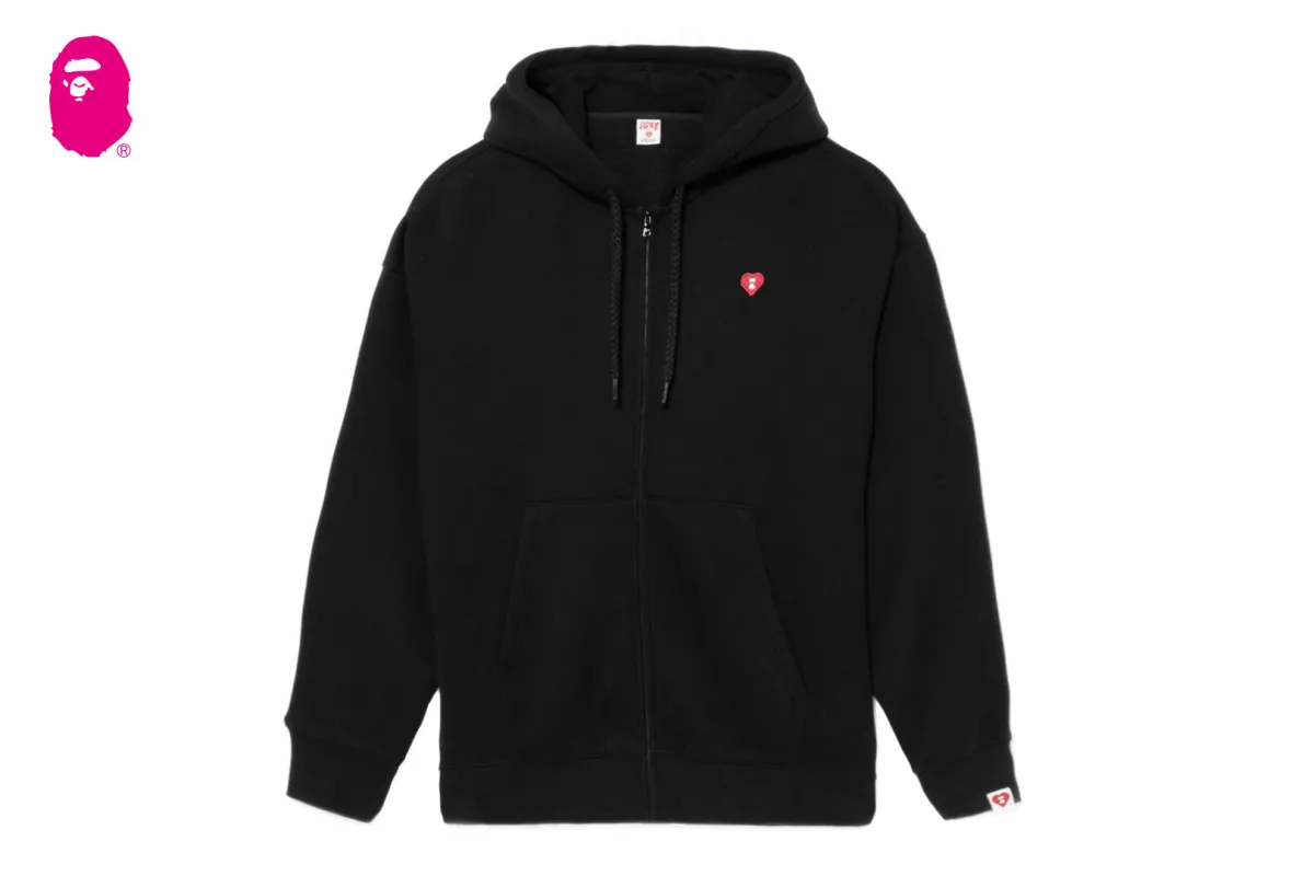 HEART BADGE HOODED ZIP UP SWEATER made by Bape