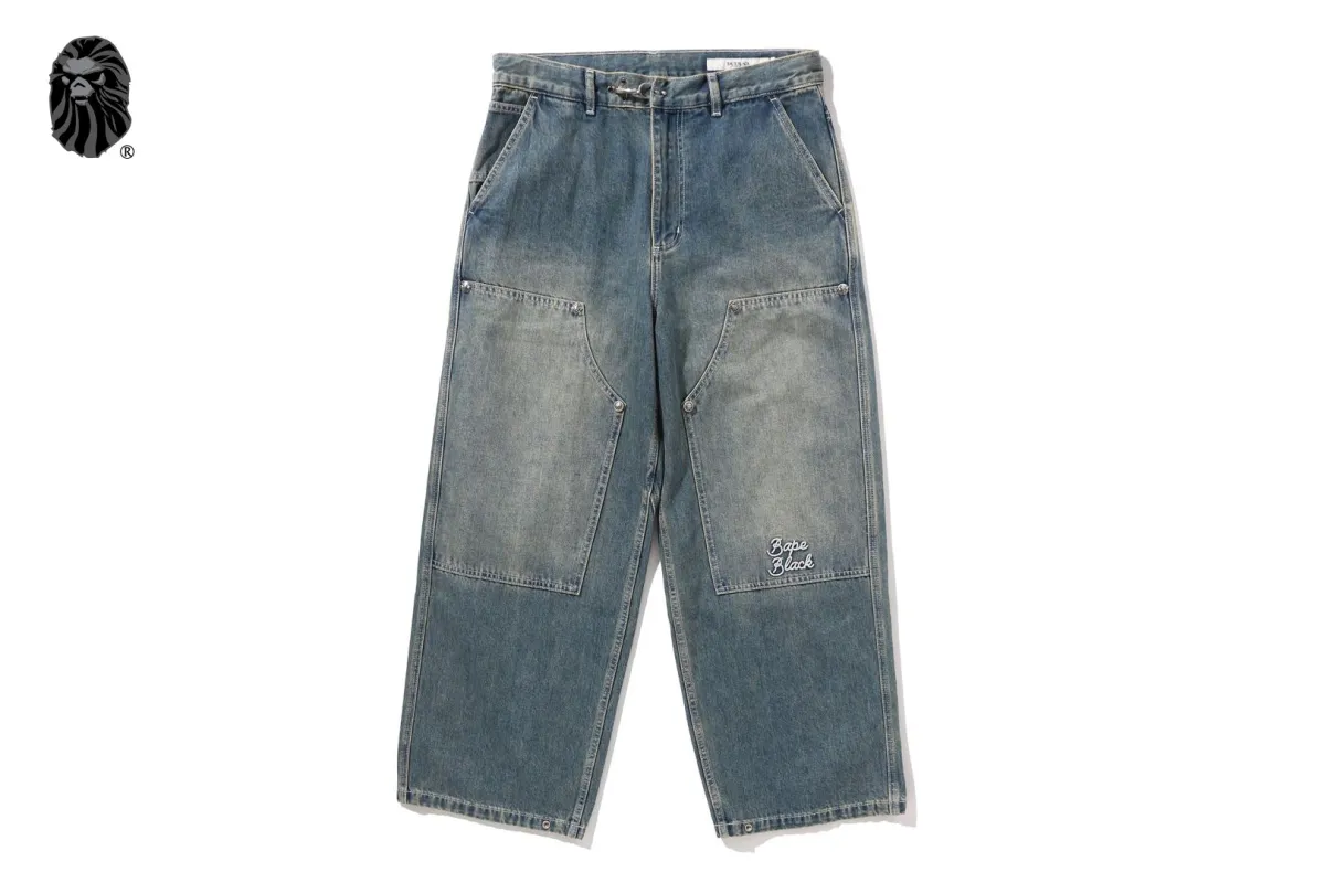 BAPE BLACK WASHED CHORE WORK PANTS #2 made by Bape