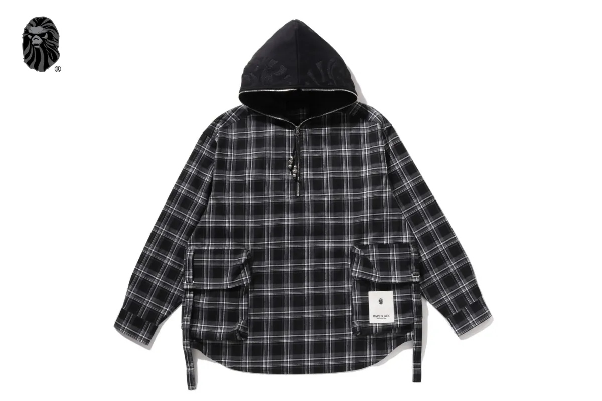 BAPE BLACK GRUNGE CHECKER SHIRT sold by Bape
