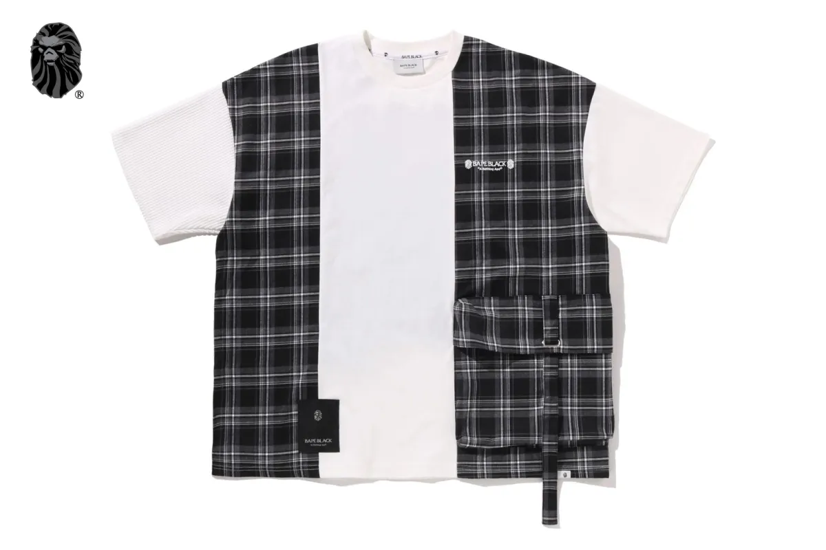 BAPE BLACK CHECKER PATCHWORK TEE made by Bape