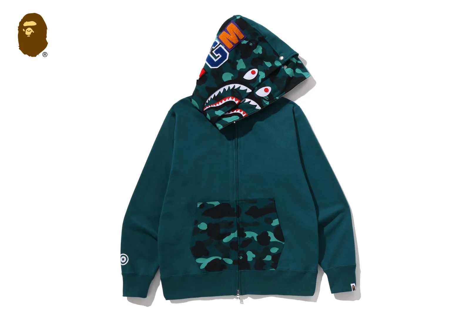 COLOR CAMO SHARK FULL ZIP DOUBLE HOODIE sold by Bape product image thumbnail 5
