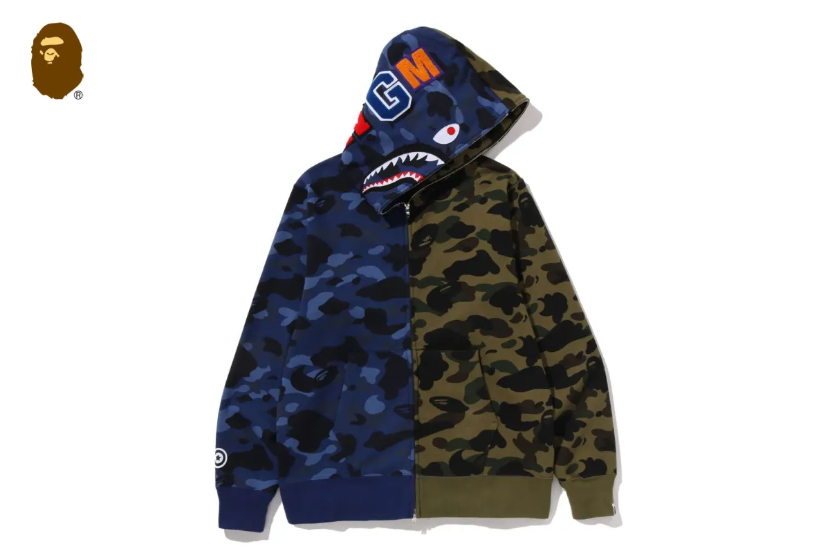 SPLIT CAMO SHARK FULL ZIP HOODIE made by Bape