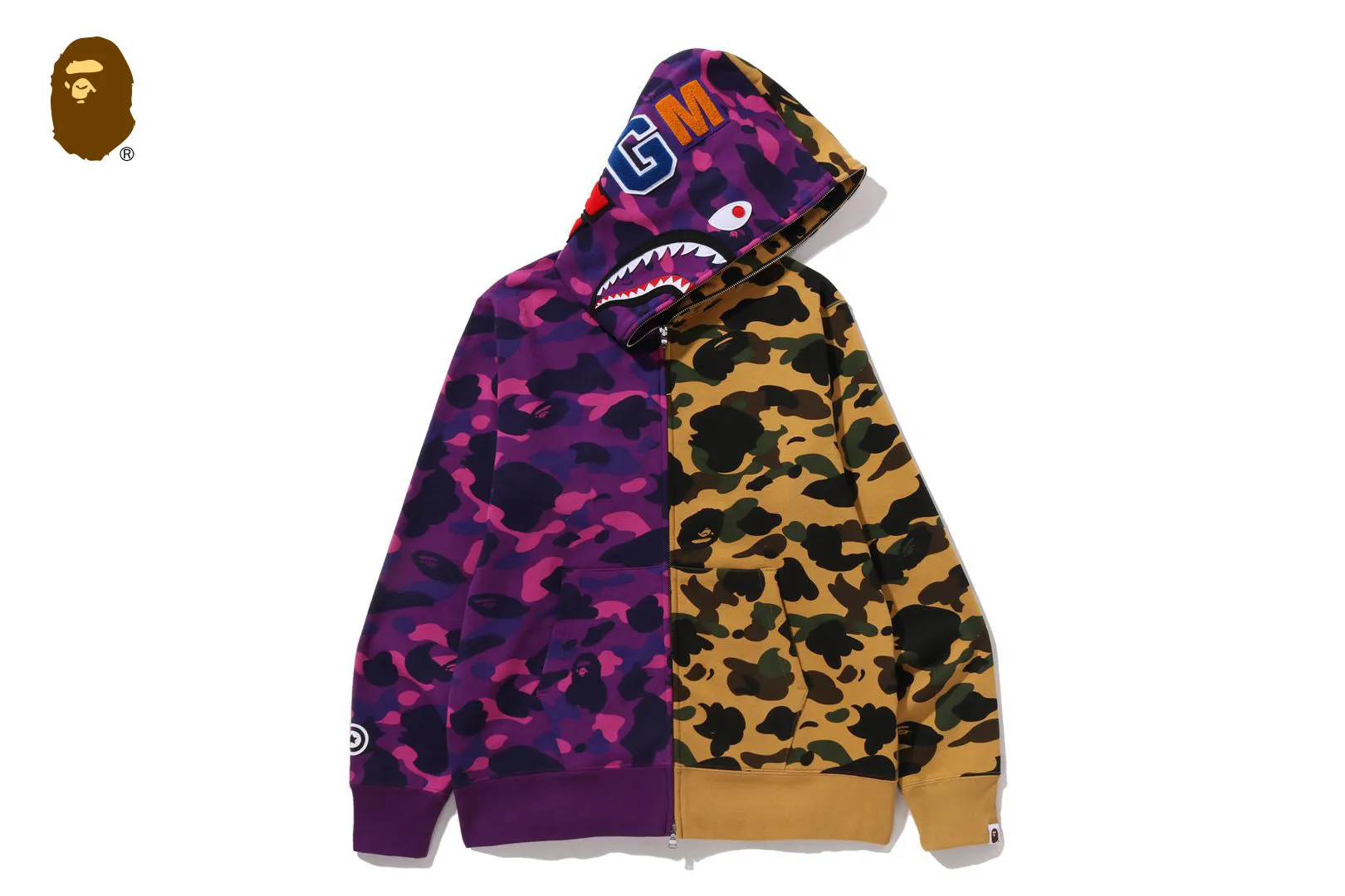 SPLIT CAMO SHARK FULL ZIP HOODIE sold by Bape product image thumbnail 5