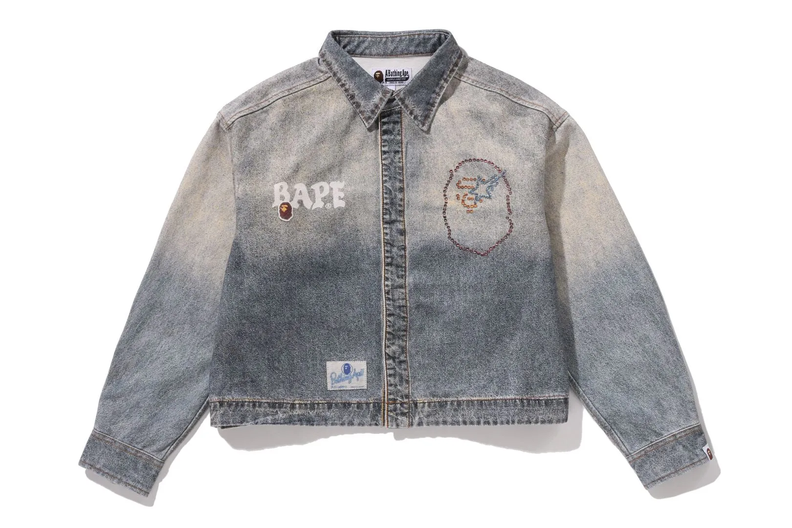FAKE PRINT MULTI LOGO DENIM CROPPED SHIRT sold by Bape product image thumbnail 2