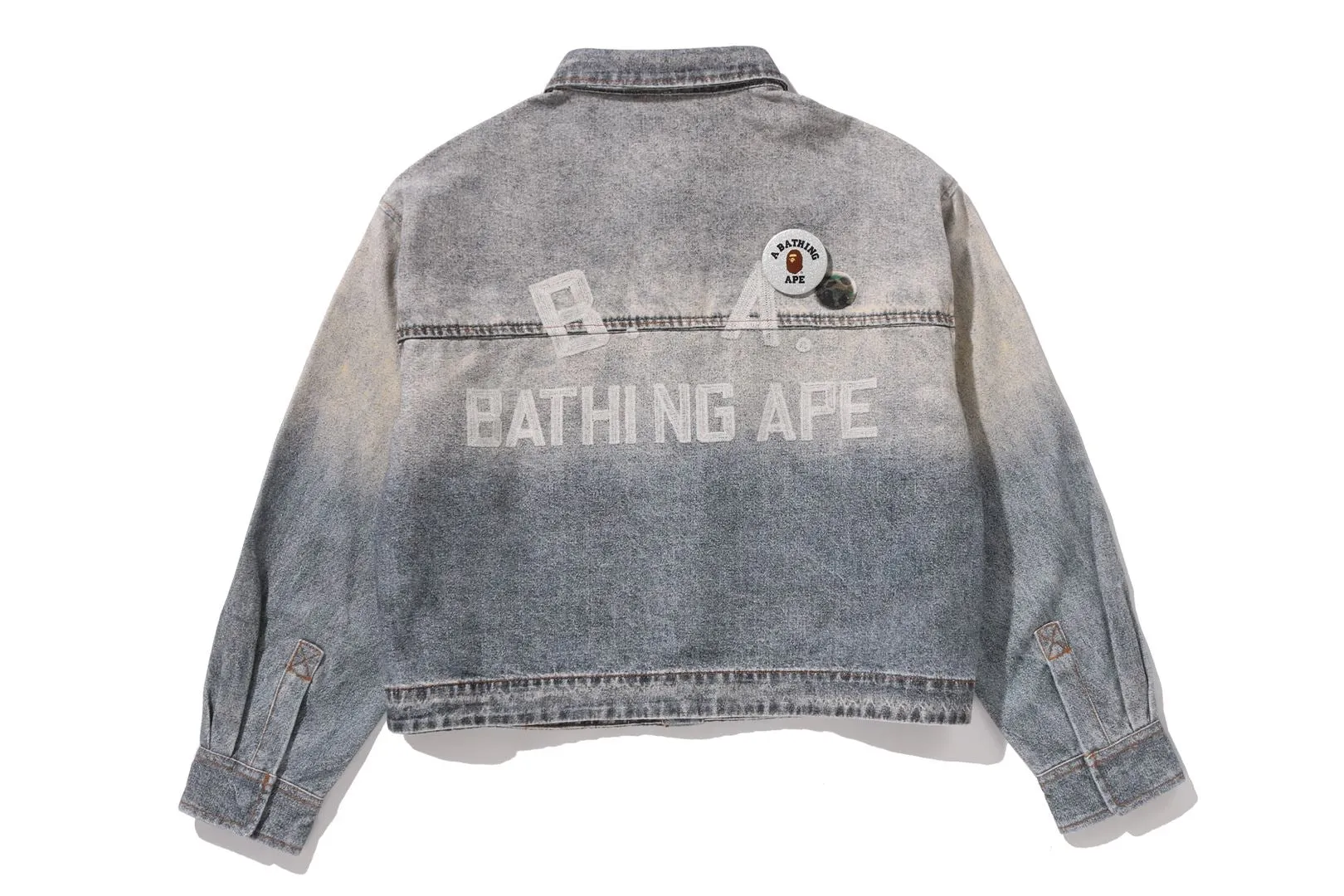 FAKE PRINT MULTI LOGO DENIM CROPPED SHIRT sold by Bape product image thumbnail 3