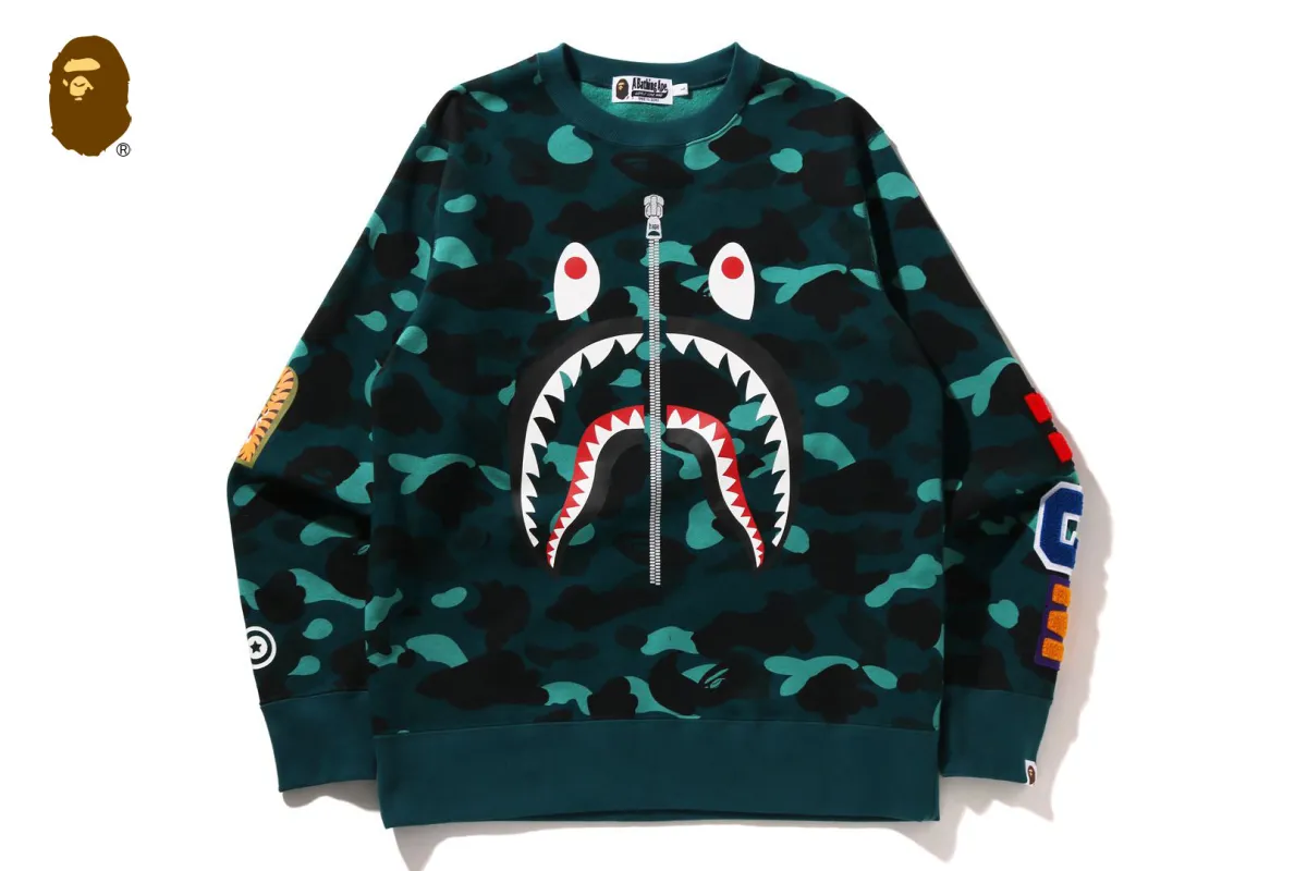 COLOR CAMO SHARK CREWNECK SWEATSHIRT sold by Bape