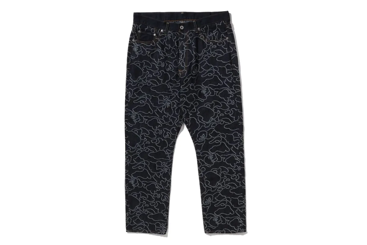 【 BAPE X OVO 】NEON 1ST CAMO JACQUARD DENIM PANTS sold by Bape