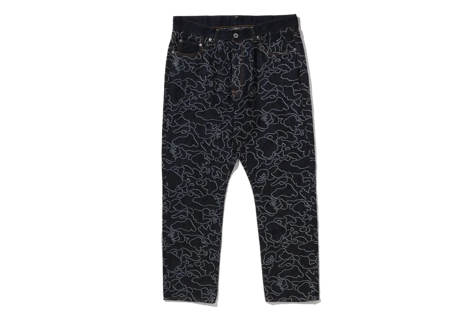 【 BAPE X OVO 】NEON 1ST CAMO JACQUARD DENIM PANTS sold by Bape