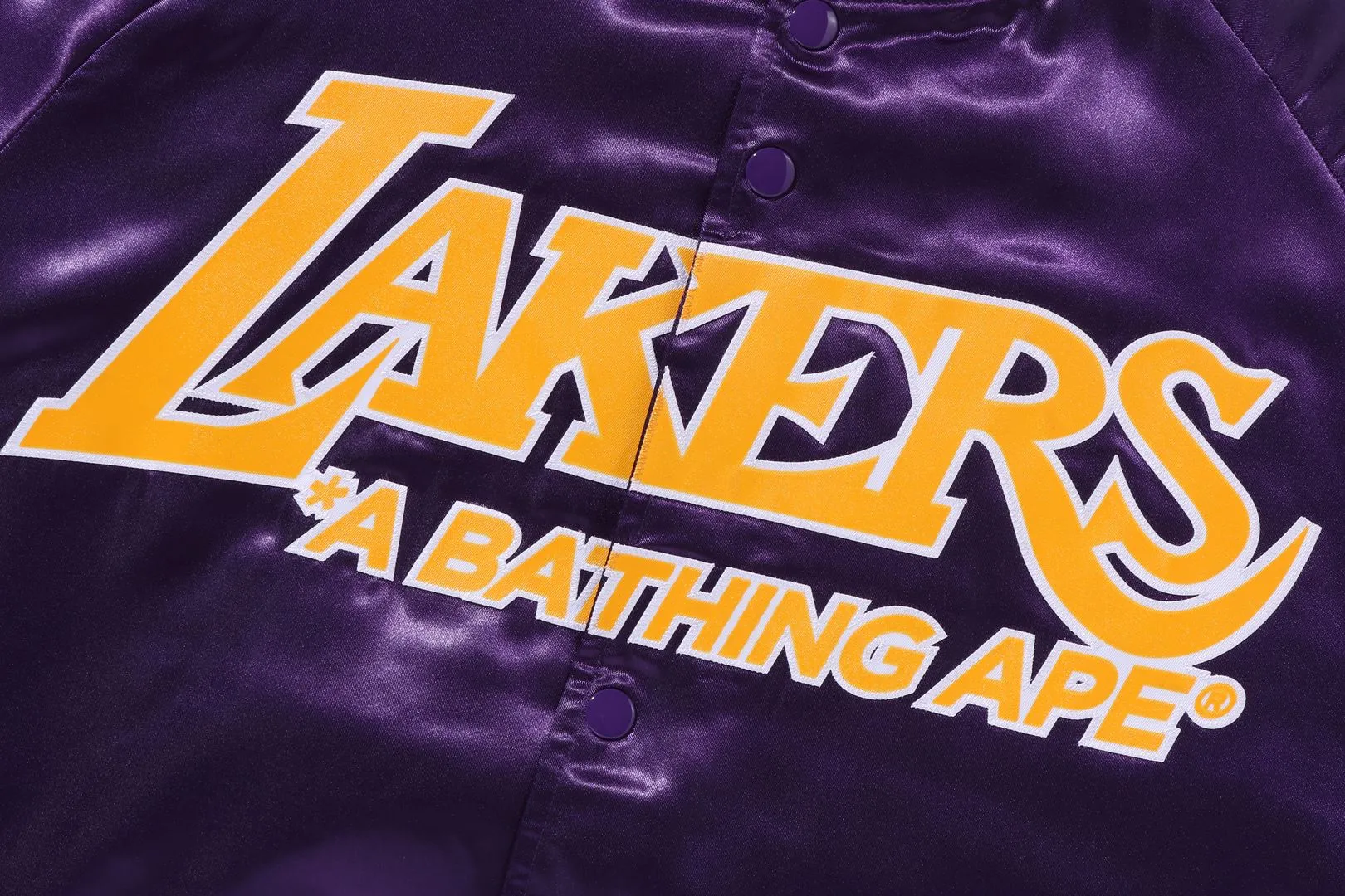 【 BAPE X M&N NBA 】LOS ANGELES LAKERS SATIN JACKET sold by Bape product image thumbnail 4
