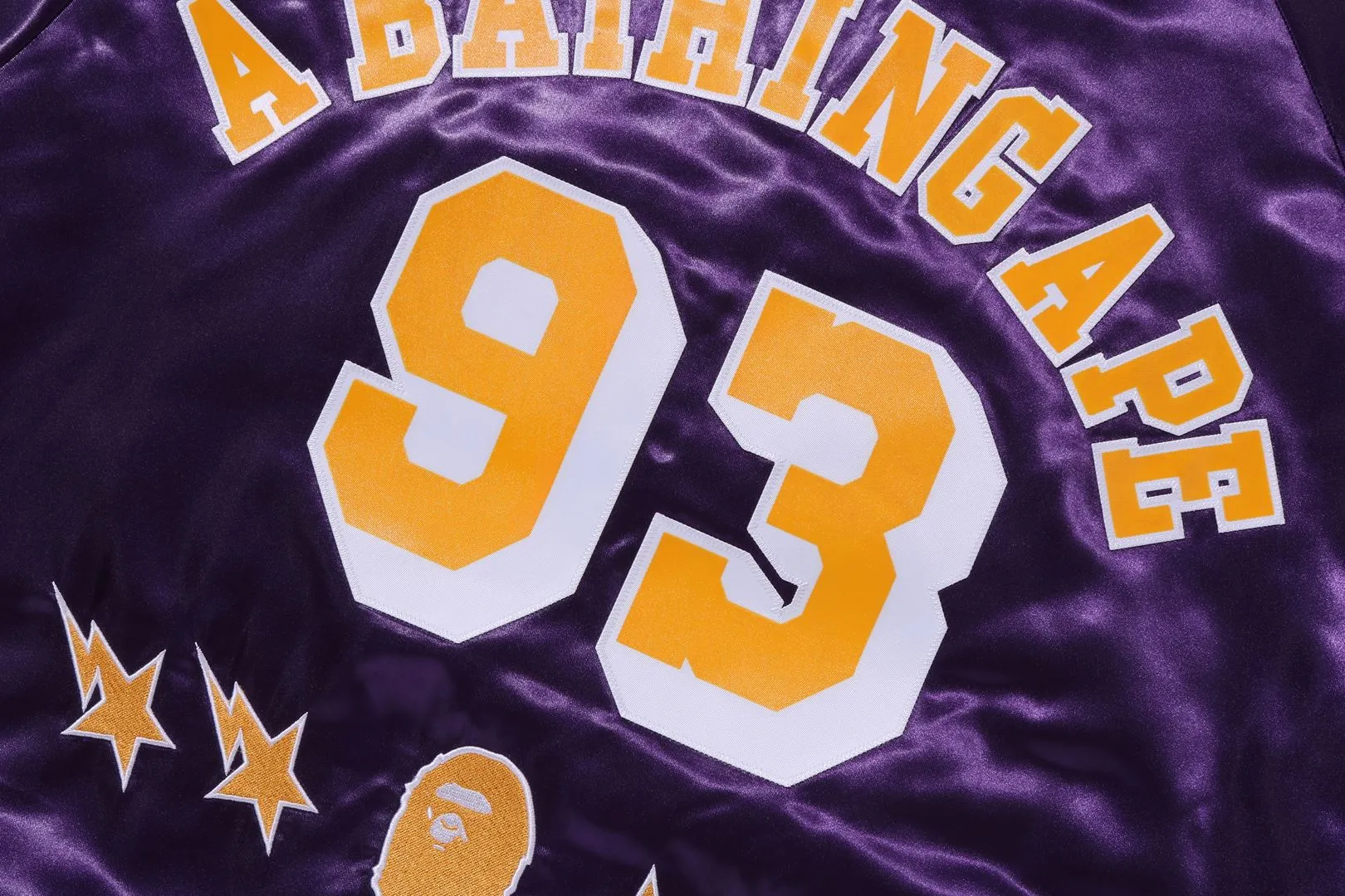 【 BAPE X M&N NBA 】LOS ANGELES LAKERS SATIN JACKET sold by Bape product image thumbnail 5
