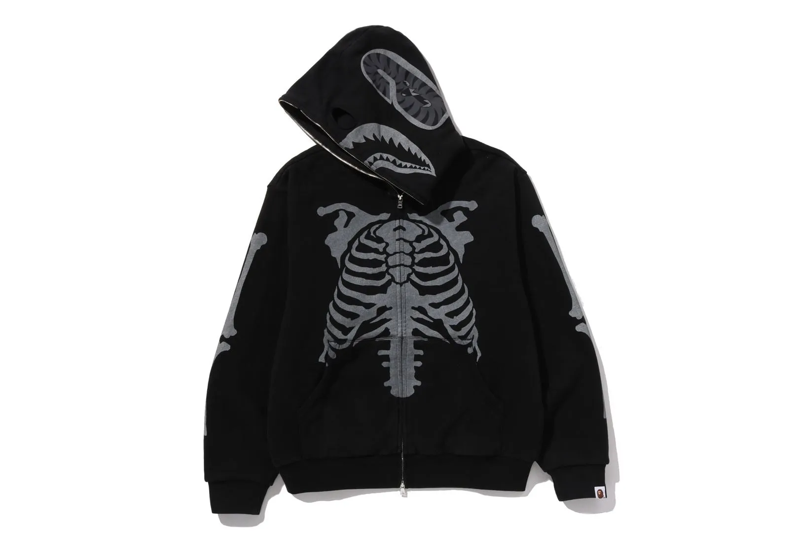 SKELETON SHARK HEAVY WASHED CROPPED FIT FULL ZIP HOODIE sold by Bape product image thumbnail 2