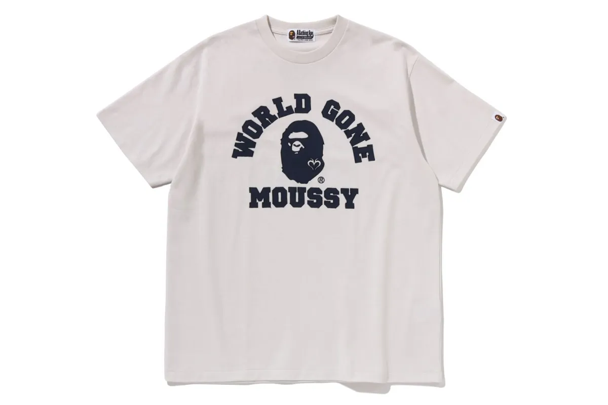 【 BAPE X MOUSSY 】COLLEGE PATCH TEE sold by Bape