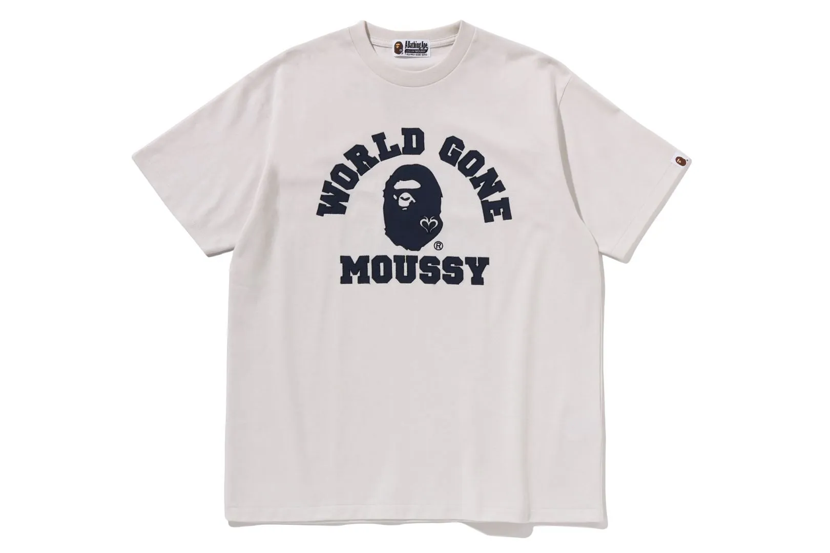 【 BAPE X MOUSSY 】COLLEGE PATCH TEE sold by Bape
