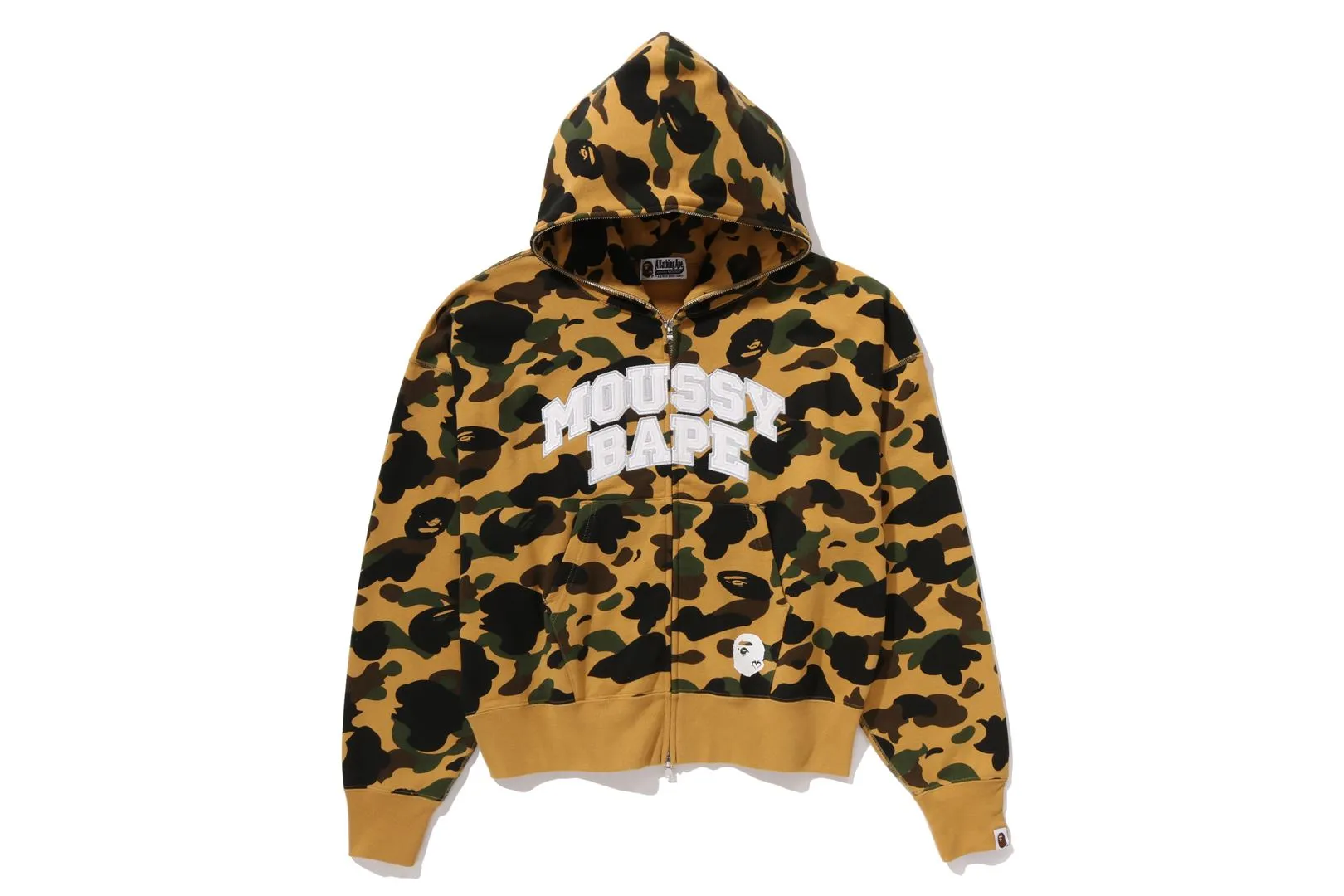 【 BAPE X MOUSSY 】COLLEGE LOGO ZIP HOODIE sold by Bape