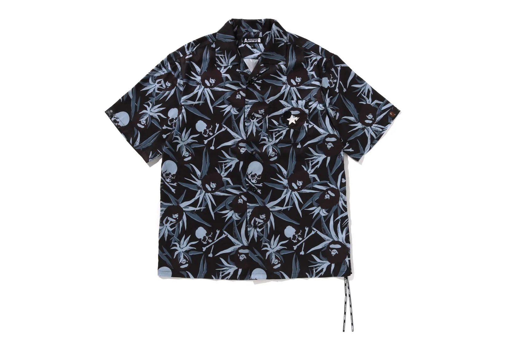 【 BAPE X MMJ 】TROPICAL SKULL CAMO OPEN COLLAR SS SHIRTS 16TH sold by Bape