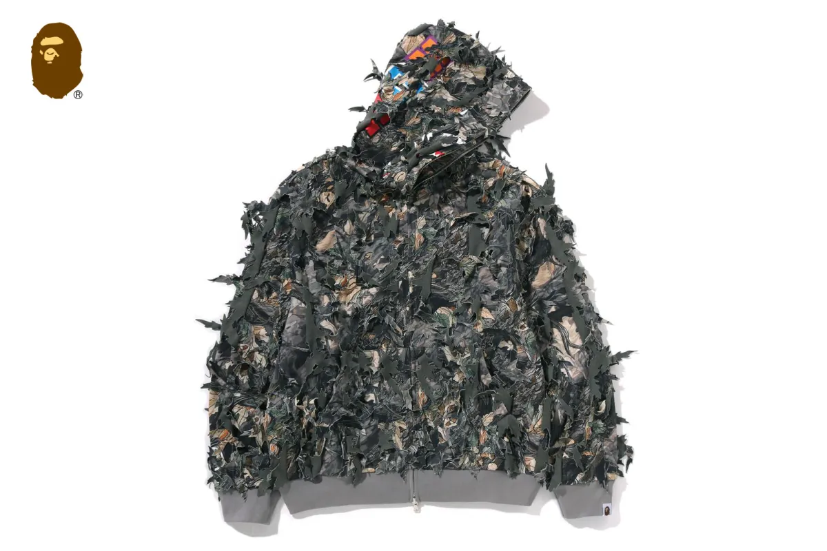 TREE EDGE CAMO LASER CUT CROPPED SHARK FULL ZIP HOODIE made by Bape