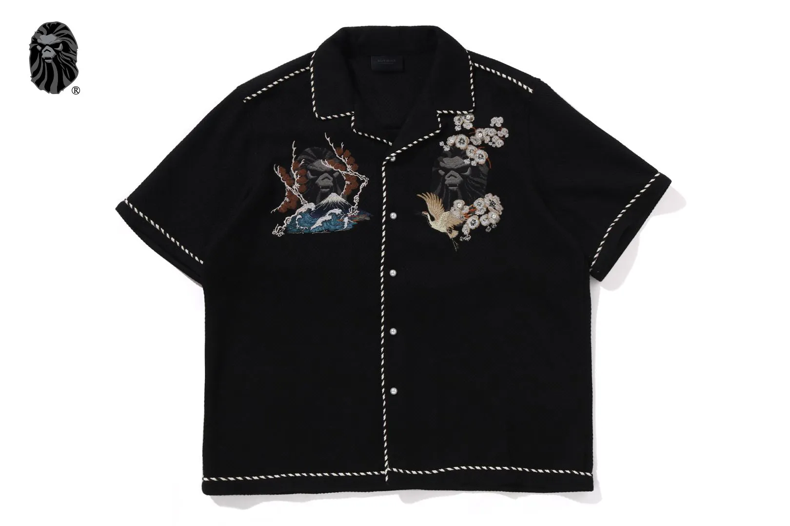 BAPE BLACK PEARL EMB CAMP SHIRT sold by Bape