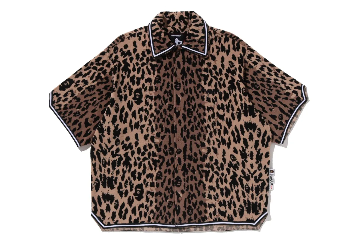 【 BAPE BY KAZUKI KURAISHI 】LEOPARD JACQUARD SHORT SLEEVES SHIRT made by Bape