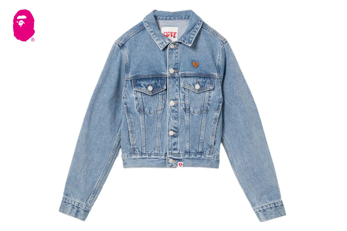 PU BADGE WASHED DENIM JACKET made by Bape