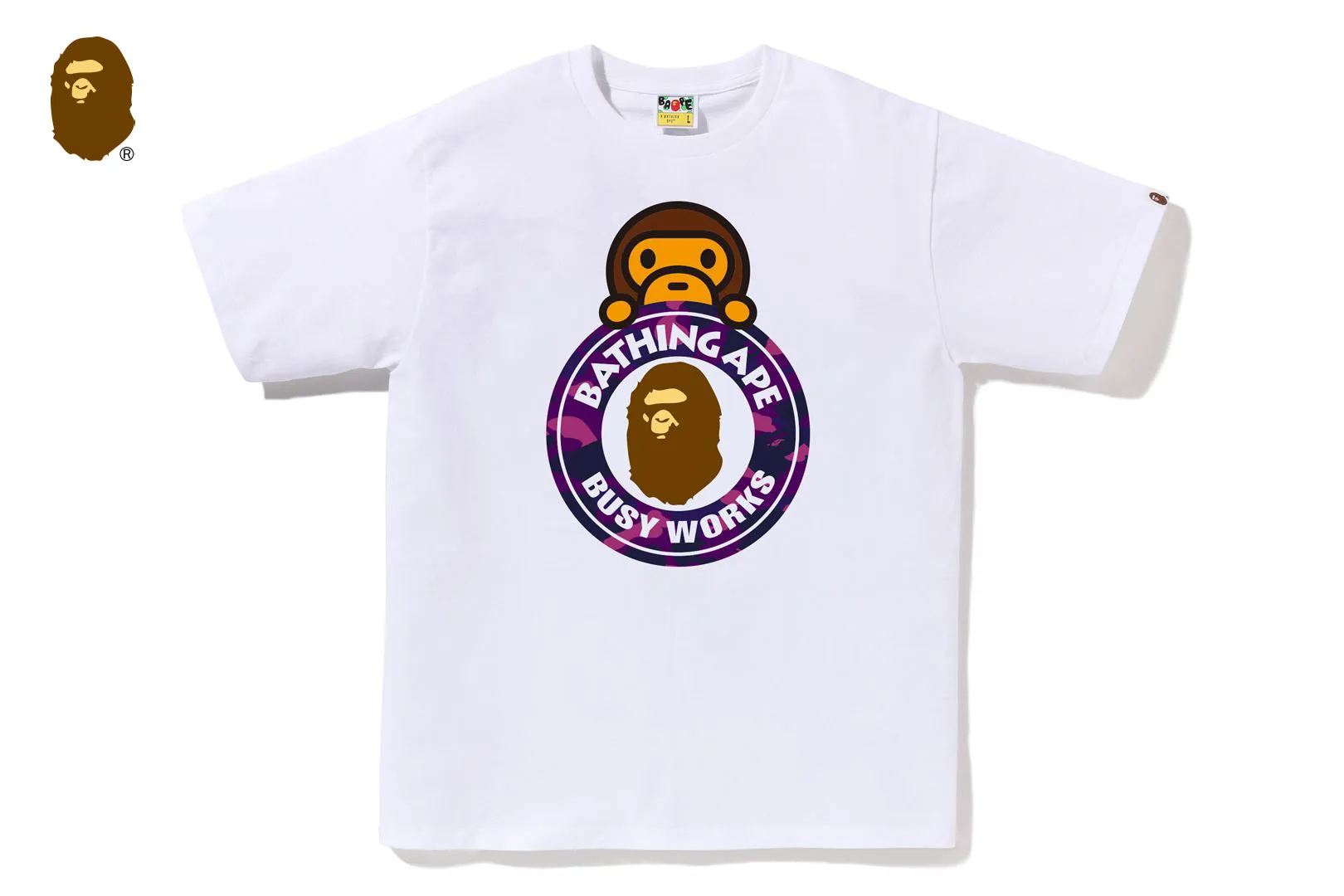 COLOR CAMO MILO ON BUSY WORKS TEE sold by Bape