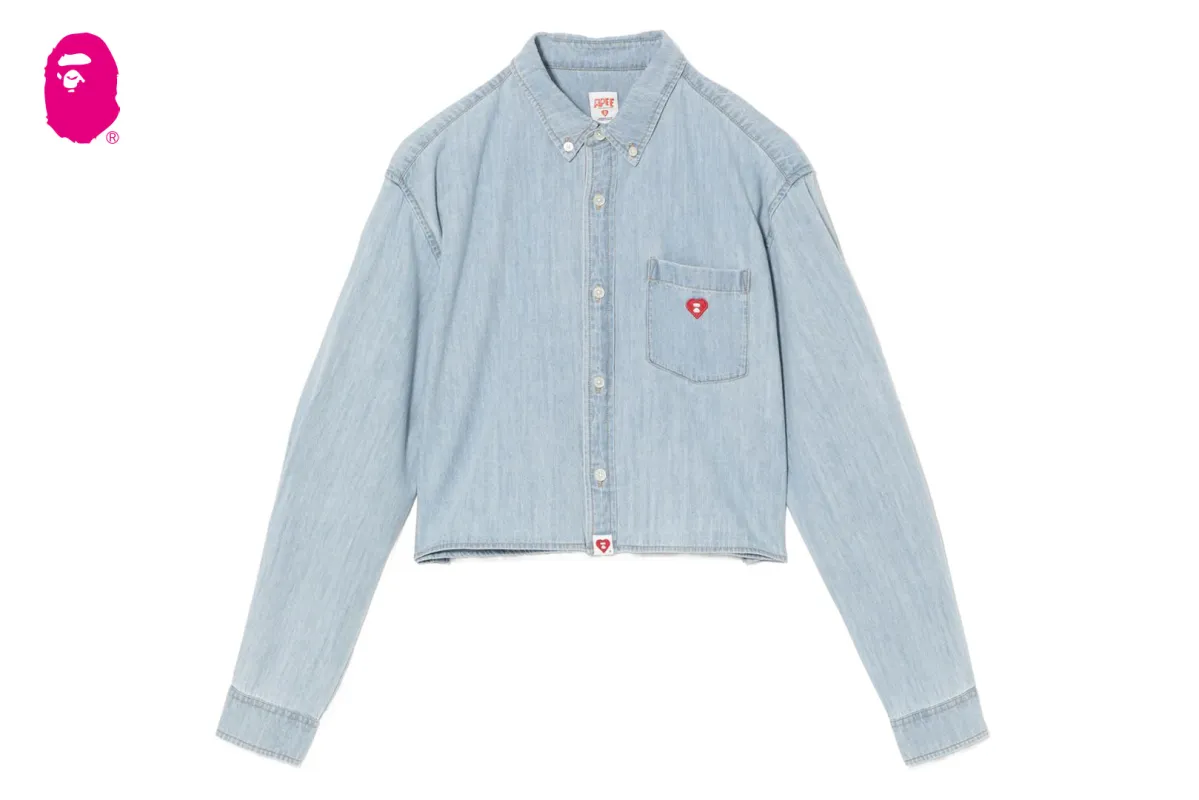 EMBRO BADGE CHAMBRAY CROPPED SHIRT made by Bape