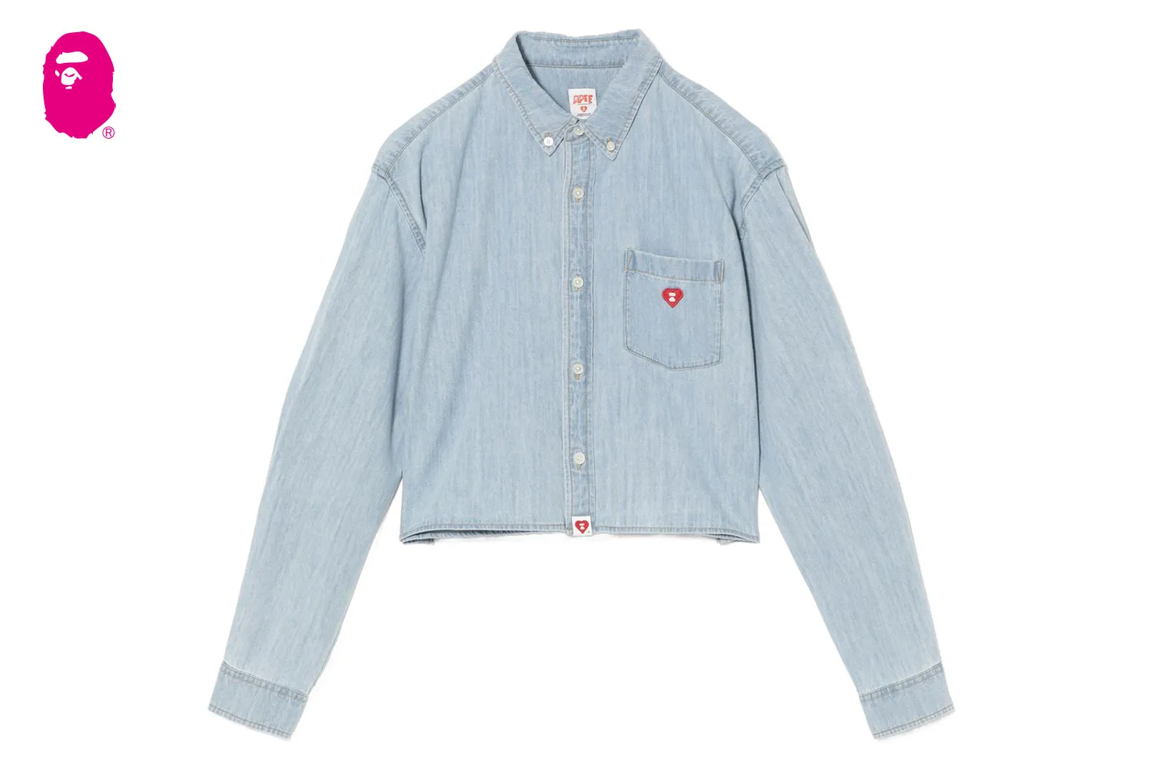 EMBRO BADGE CHAMBRAY CROPPED SHIRT sold by Bape