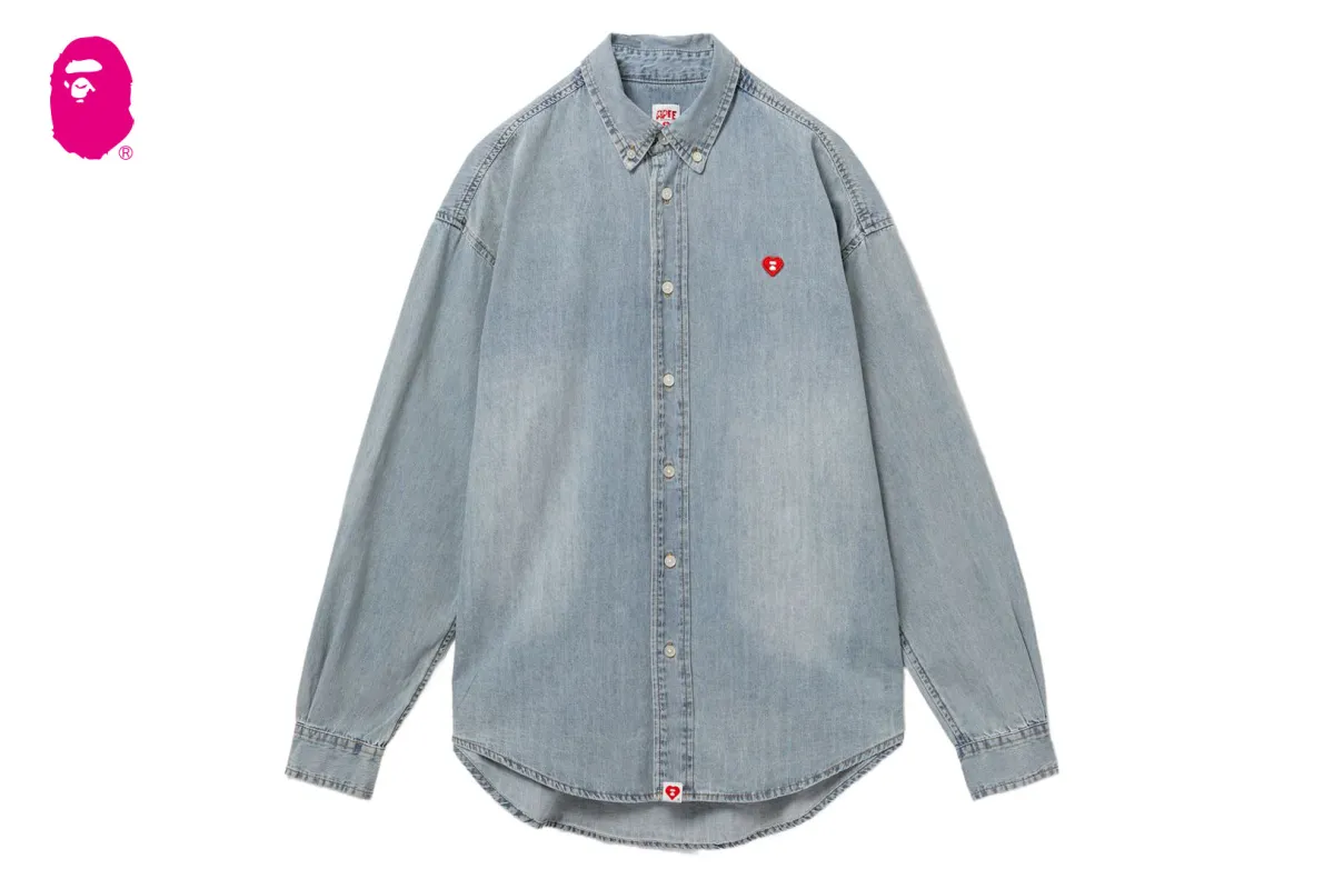 EMBRO BADGE CHAMBRAY BOYFRIEND SHIRT made by Bape