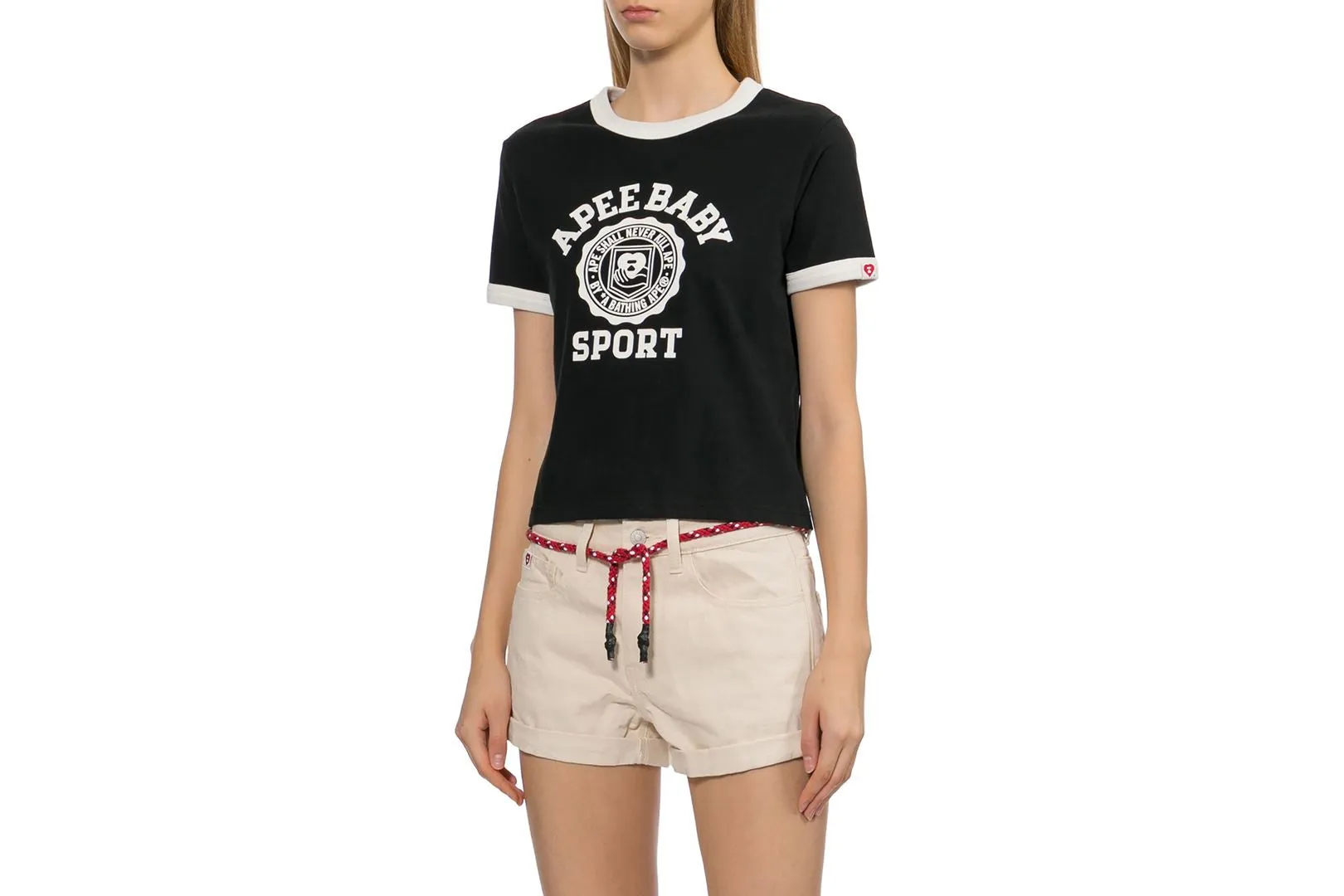 COLLEGE PRINT RINGER CROP TEE sold by Bape product image thumbnail 3