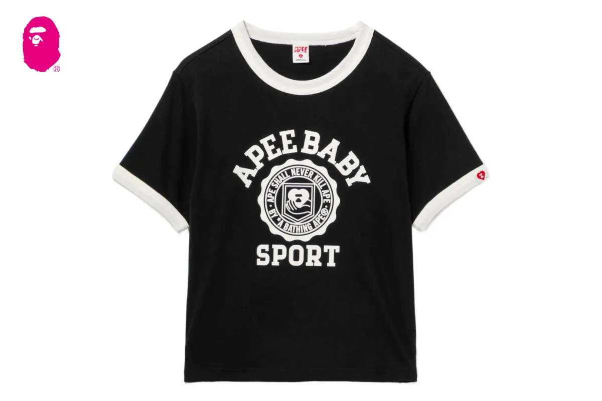 COLLEGE PRINT RINGER CROP TEE made by Bape