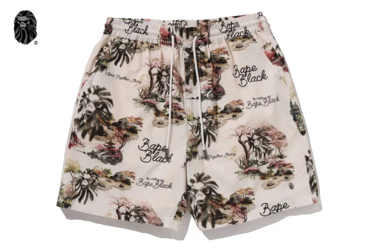 BAPE BLACK COLOR PRINT HAWAIIAN SET #2 made by Bape