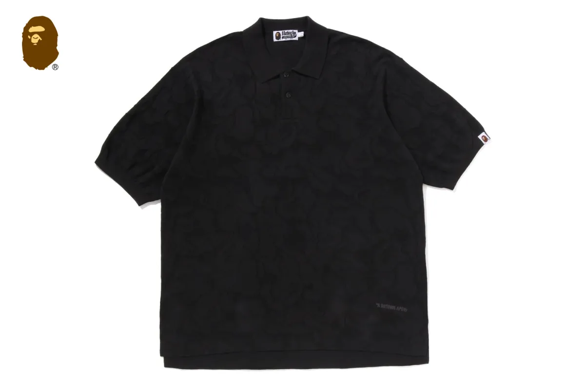 SOLID CAMO JACQUARD RELAXED FIT POLO SHIRT made by Bape